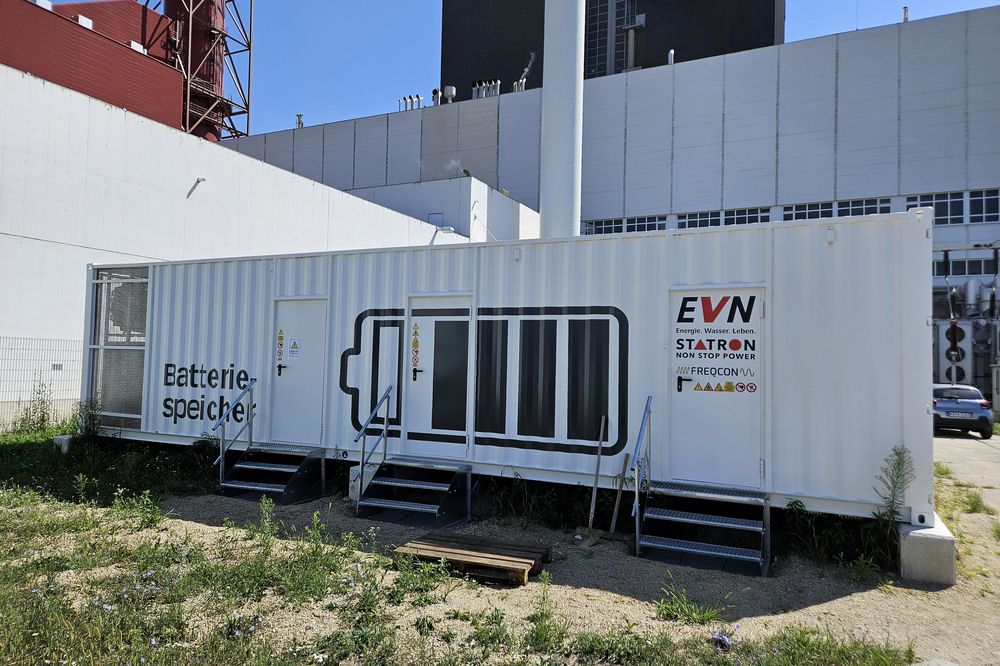 A containerised battery system installed next to a substation