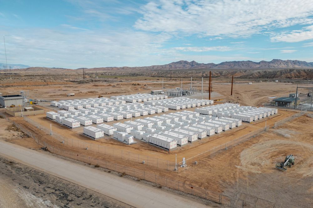 A utility-scale battery storage installation seen from above